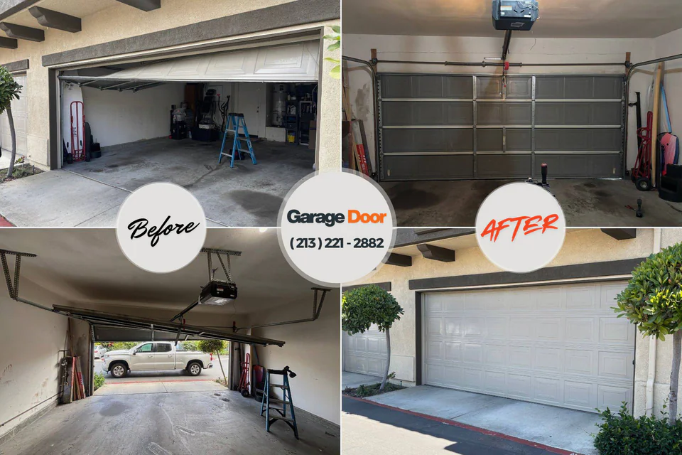 Before and after: garage door repair Peach Lake, NY